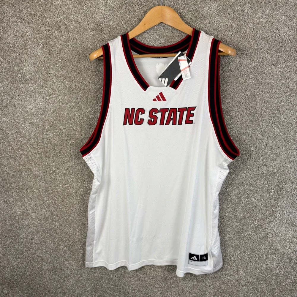 Adidas NC State Wolfpack Basketball Jersey Mens‎ 2XL White Red IX7910 NEW